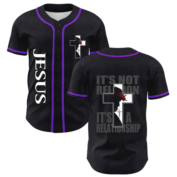 Camiseta de béisbol con gráfico de la Virgen María, Jesús crucifijo y cruz - Púrpura - 5XL - image 24