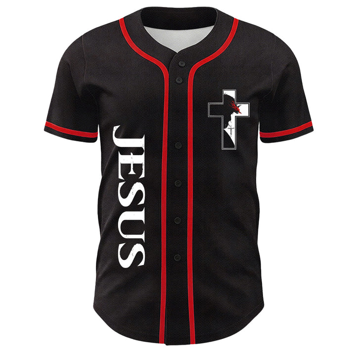 Camiseta de béisbol con gráfico de la Virgen María, Jesús crucifijo y cruz - image 2
