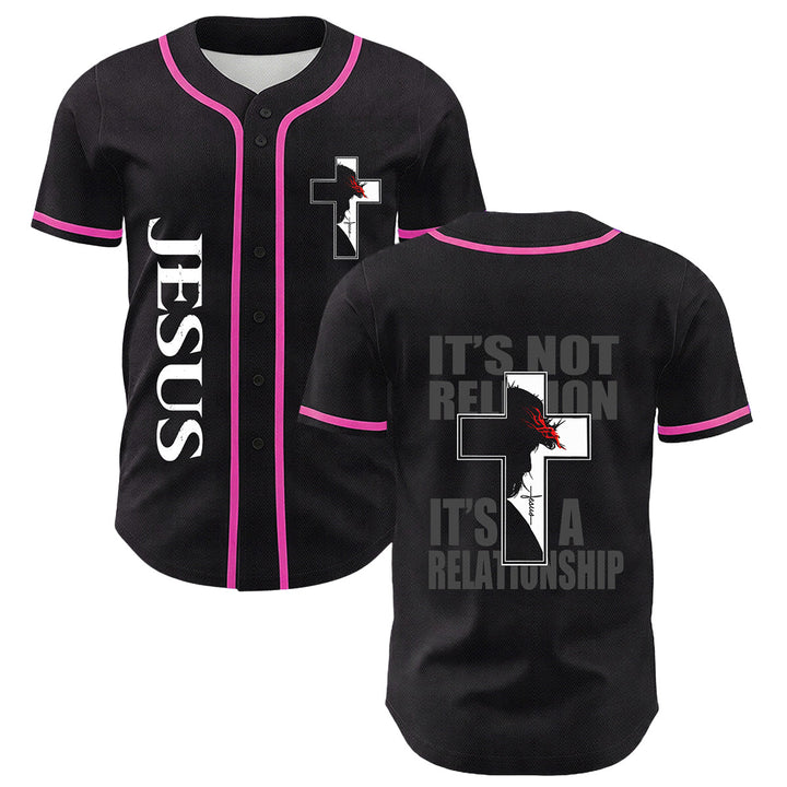 Camiseta de béisbol con gráfico de la Virgen María, Jesús crucifijo y cruz - Rosa - 5XL - image 6