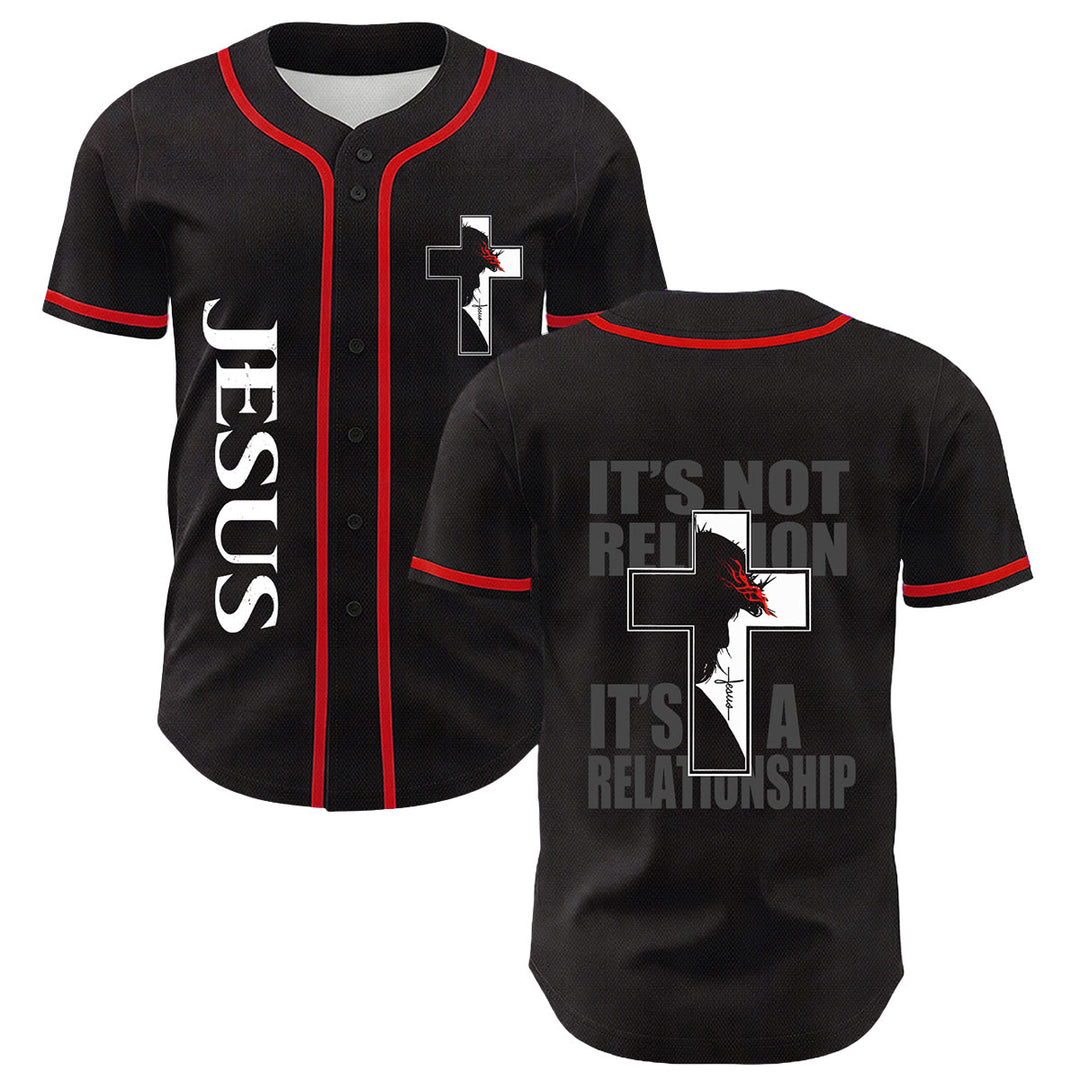 Camiseta de béisbol con gráfico de la Virgen María, Jesús crucifijo y cruz - Rojo - 5XL - image 0