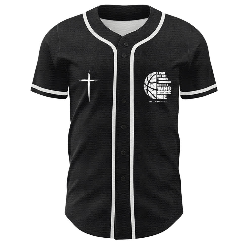 Christianartworkshop Camiseta de béisbol unisex "Baloncesto Puedo Hacer Todas las Cosas A Través de Cristo" - image 2