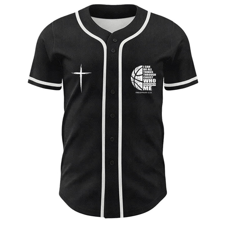 Christianartworkshop Camiseta de béisbol unisex "Baloncesto Puedo Hacer Todas las Cosas A Través de Cristo" - image 2