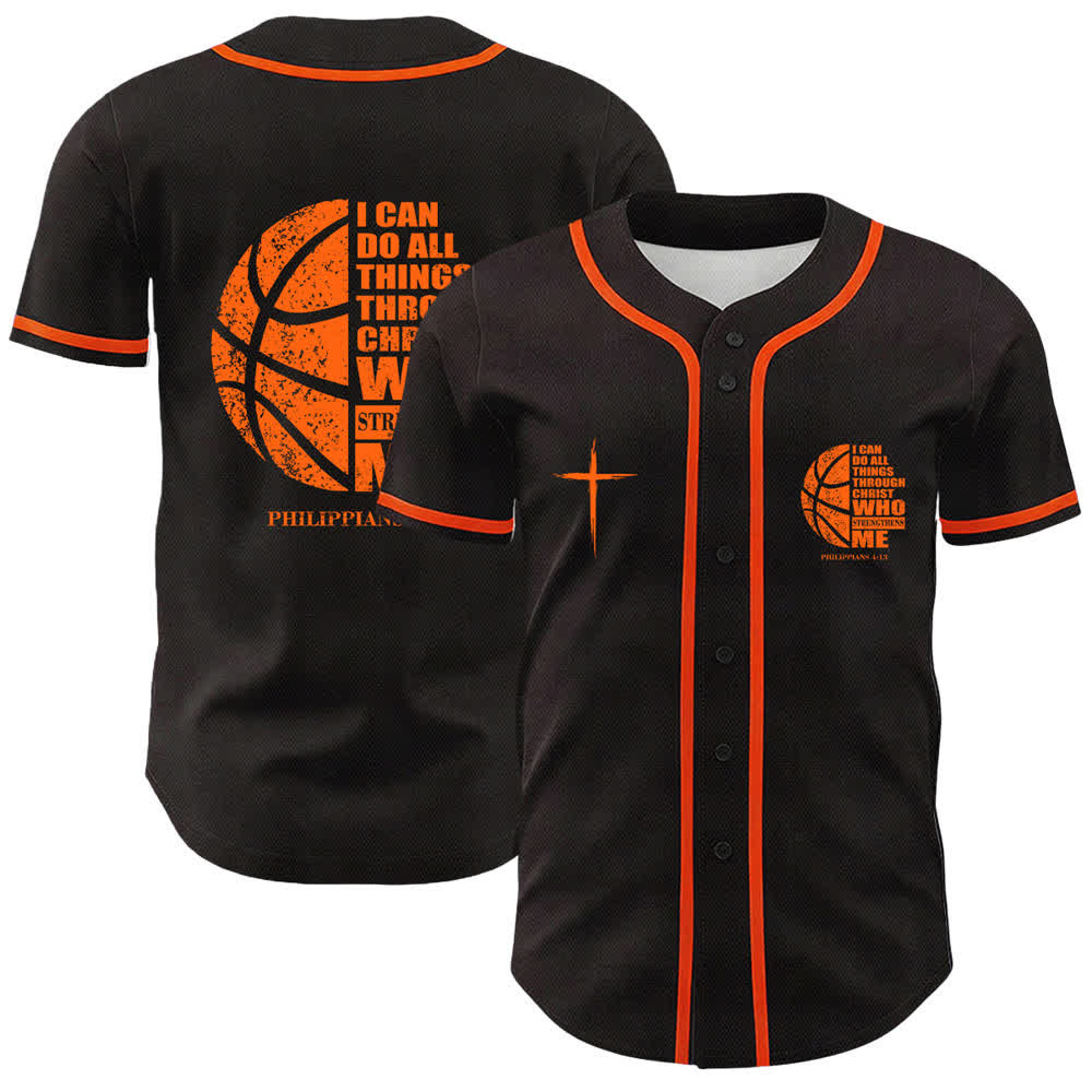 Christianartworkshop Camiseta de béisbol unisex "Baloncesto Puedo Hacer Todas las Cosas A Través de Cristo" - Naranja - 5XL - image 15