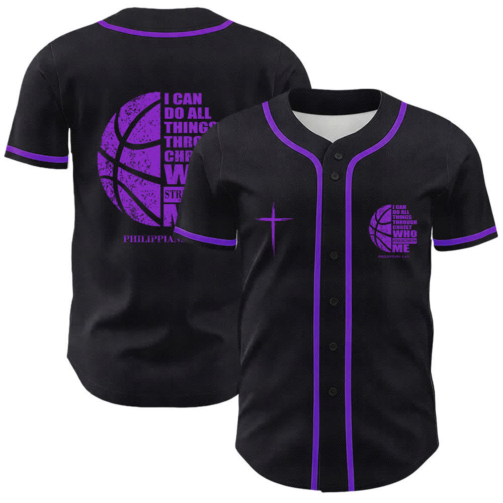 Christianartworkshop Camiseta de béisbol unisex "Baloncesto Puedo Hacer Todas las Cosas A Través de Cristo" - Púrpura - 5XL - image 21