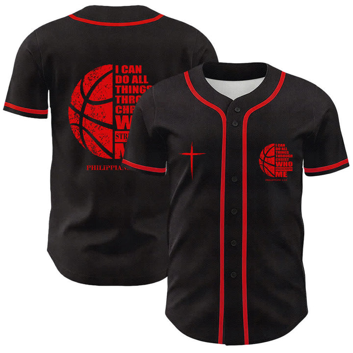 Christianartworkshop Camiseta de béisbol unisex "Baloncesto Puedo Hacer Todas las Cosas A Través de Cristo" - Rojo - 5XL - image 12