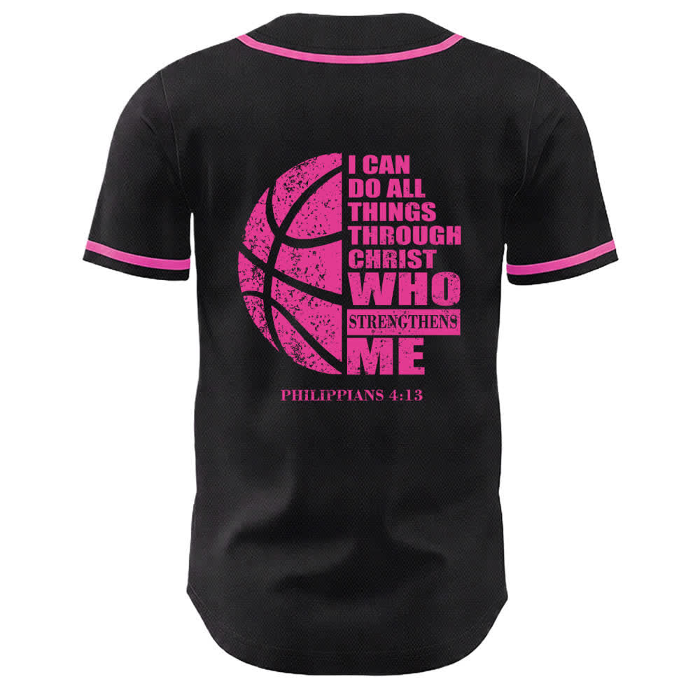 Christianartworkshop Camiseta de béisbol unisex "Baloncesto Puedo Hacer Todas las Cosas A Través de Cristo" - image 4