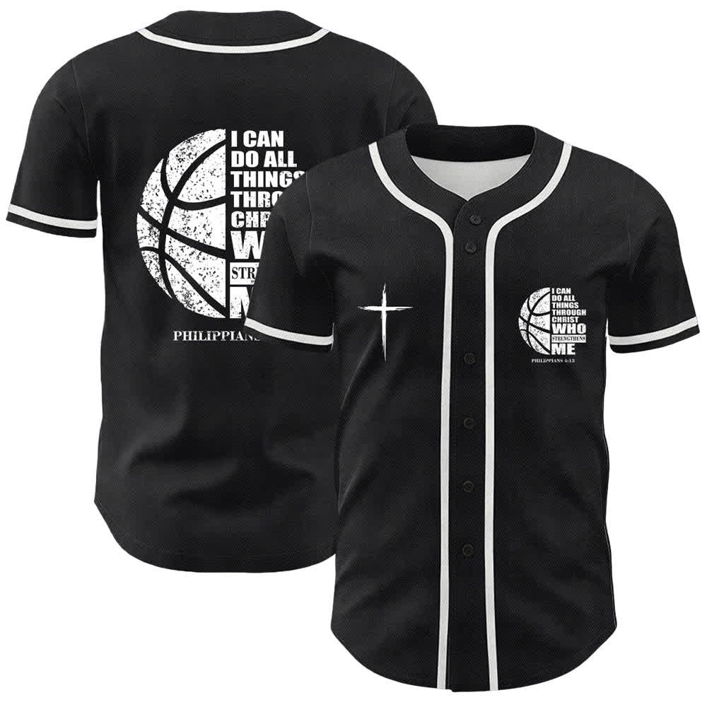 Christianartworkshop Camiseta de béisbol unisex "Baloncesto Puedo Hacer Todas las Cosas A Través de Cristo" - Blanco - 5XL - image 0