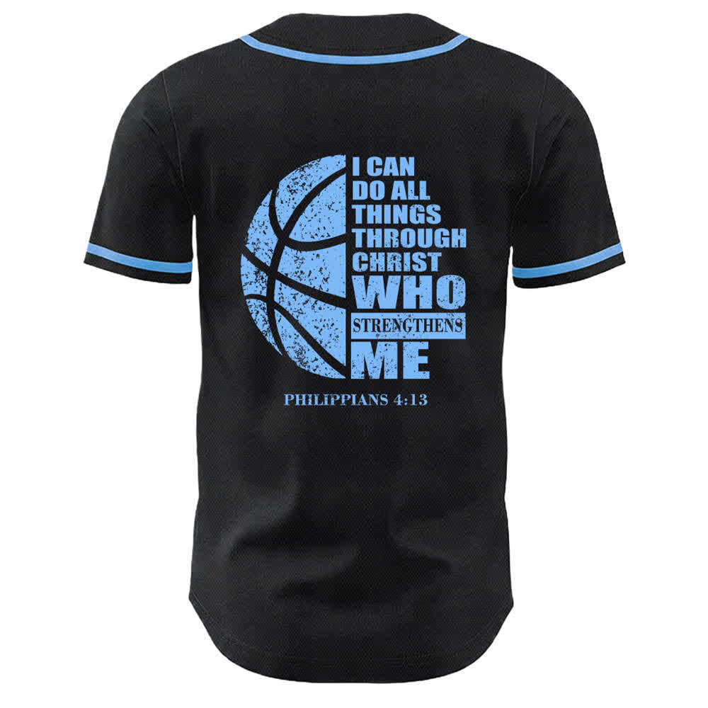 Christianartworkshop Camiseta de béisbol unisex "Baloncesto Puedo Hacer Todas las Cosas A Través de Cristo" - image 7