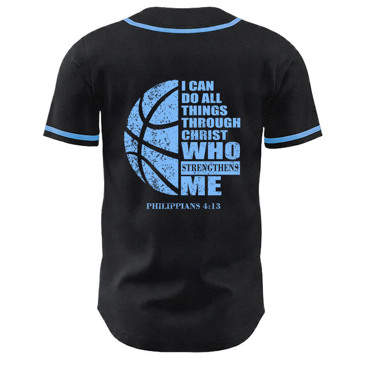 Christianartworkshop Camiseta de béisbol unisex "Baloncesto Puedo Hacer Todas las Cosas A Través de Cristo" - image 7