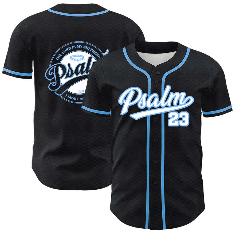 Camiseta de béisbol unisex de Christianartworkshop con el Salmo 23: El Señor es mi pastor. - Azul - 5XL - image 3