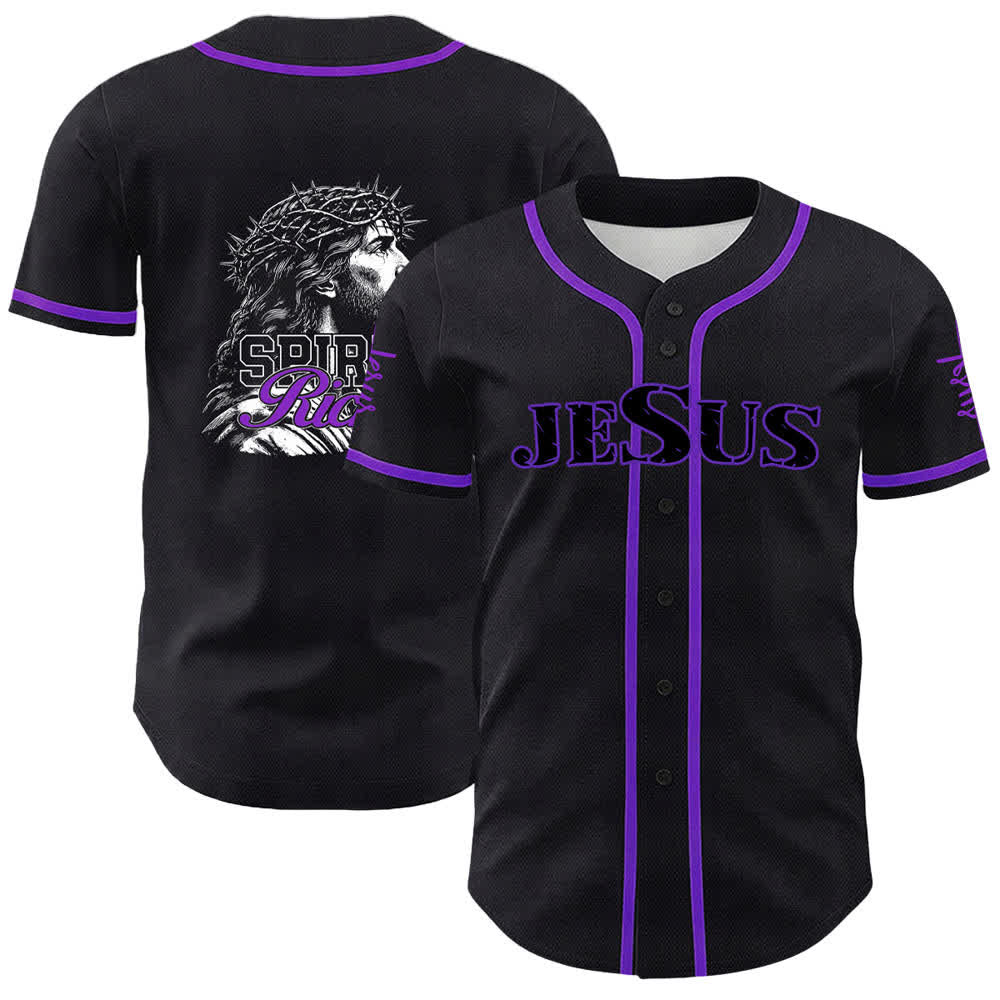 Christianartworkshop Camiseta de béisbol unisex con retrato de la corona de espinas y el espíritu de Jesús. - Púrpura - 5XL - image 18