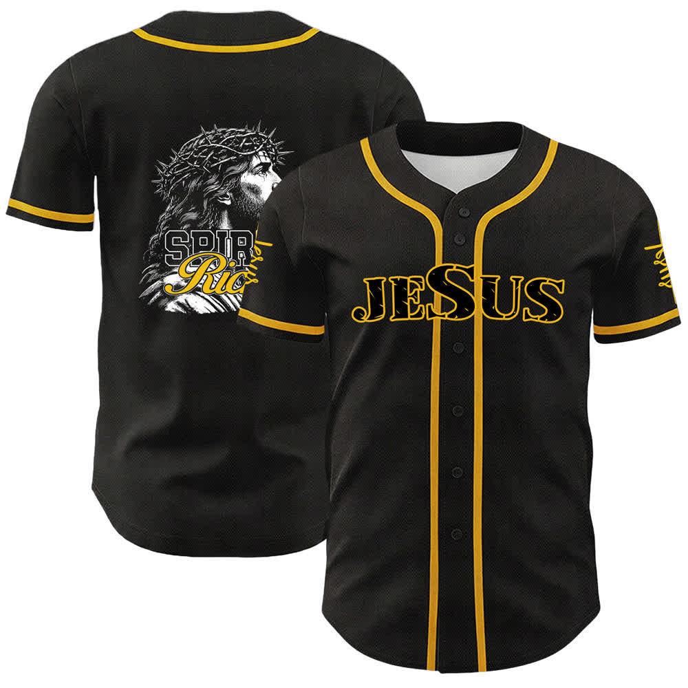 Christianartworkshop Camiseta de béisbol unisex con retrato de la corona de espinas y el espíritu de Jesús. - Amarillo - 5XL - image 3