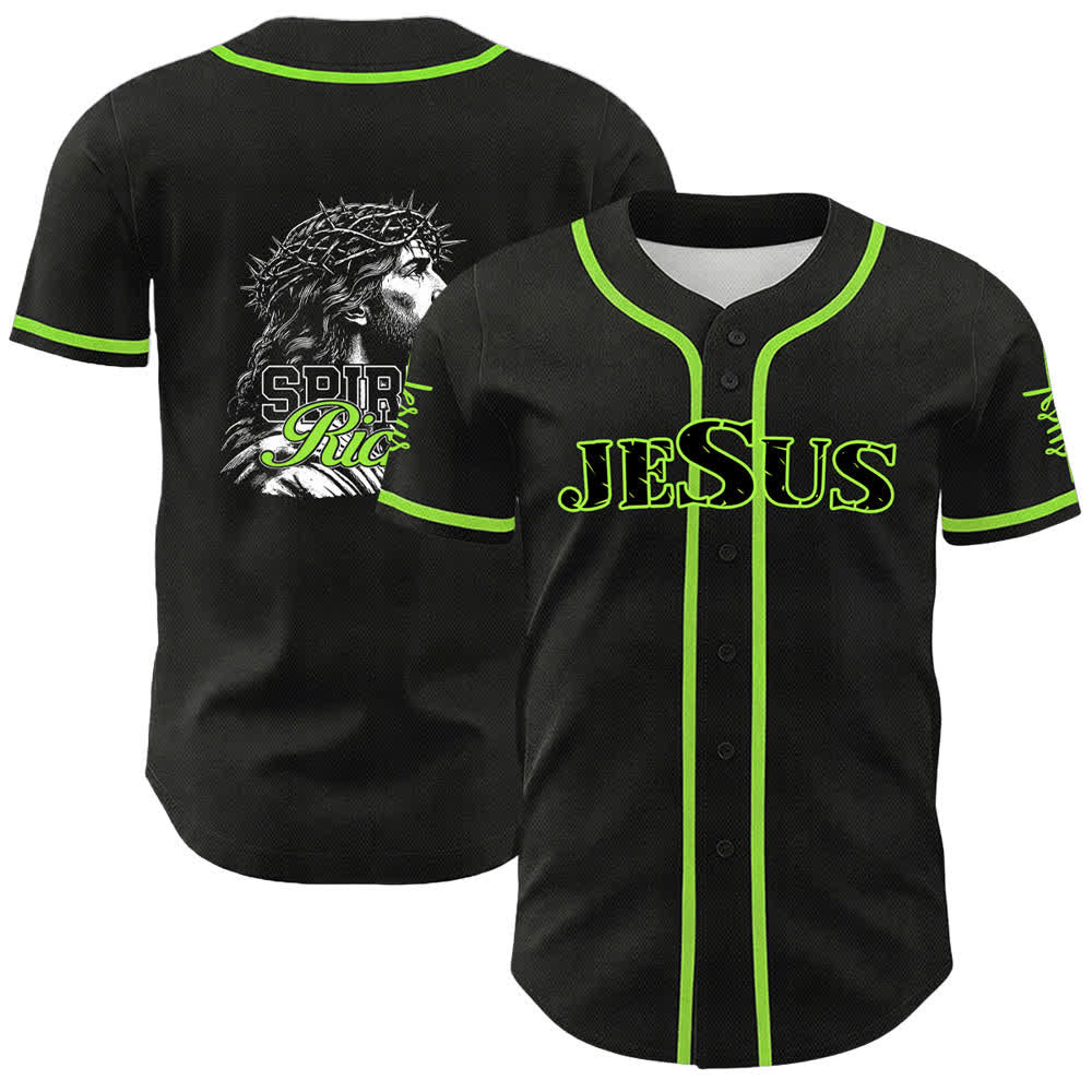 Christianartworkshop Camiseta de béisbol unisex con retrato de la corona de espinas y el espíritu de Jesús. - Verde claro - 5XL - image 15