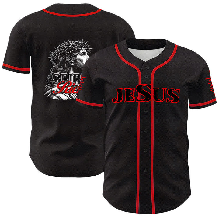 Christianartworkshop Camiseta de béisbol unisex con retrato de la corona de espinas y el espíritu de Jesús. - Rojo - 5XL - image 9