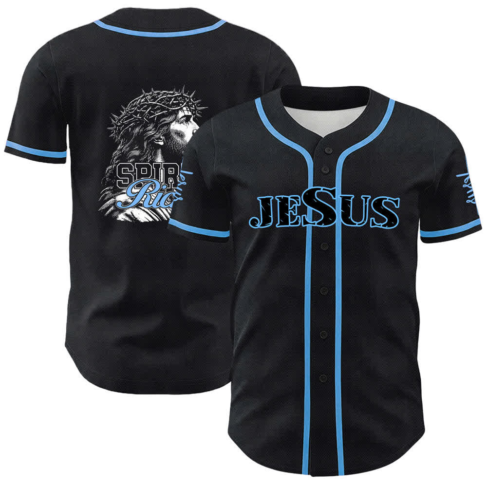 Christianartworkshop Camiseta de béisbol unisex con retrato de la corona de espinas y el espíritu de Jesús. - Azul - 5XL - image 0
