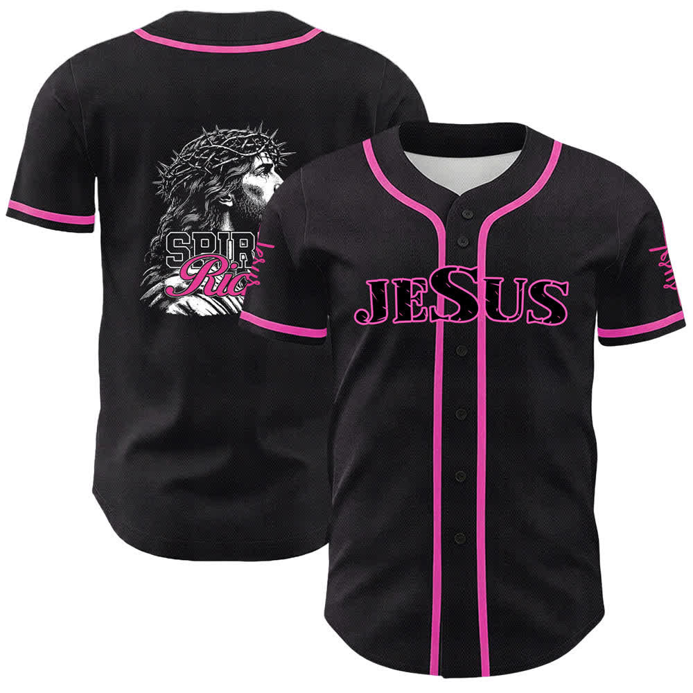 Christianartworkshop Camiseta de béisbol unisex con retrato de la corona de espinas y el espíritu de Jesús. - Rosa - 5XL - image 21