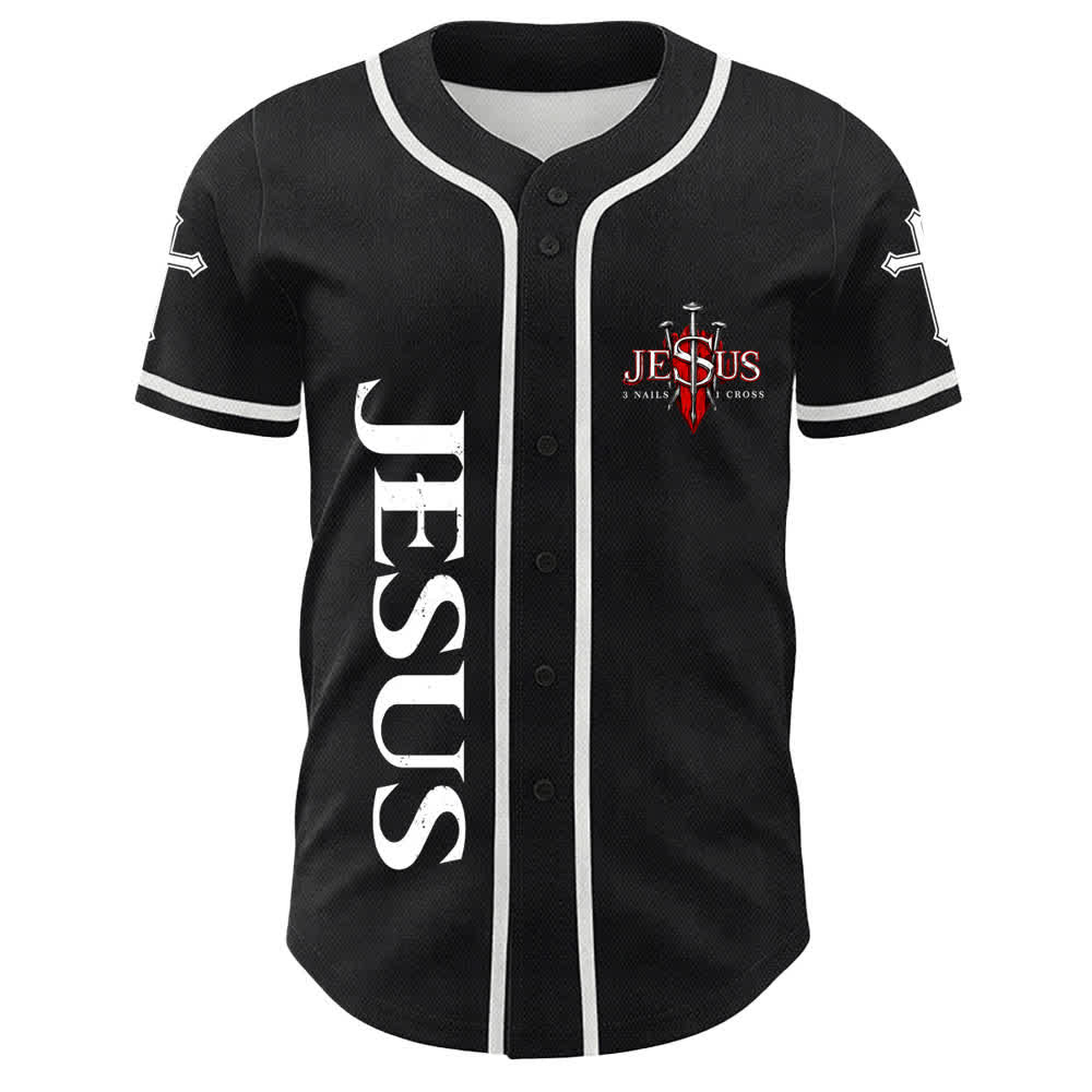Camiseta de béisbol unisex con la imagen de Jesús como rey (Juan 14:6, 3 clavos, 1 cruz) de Christianartworkshop. - image 8