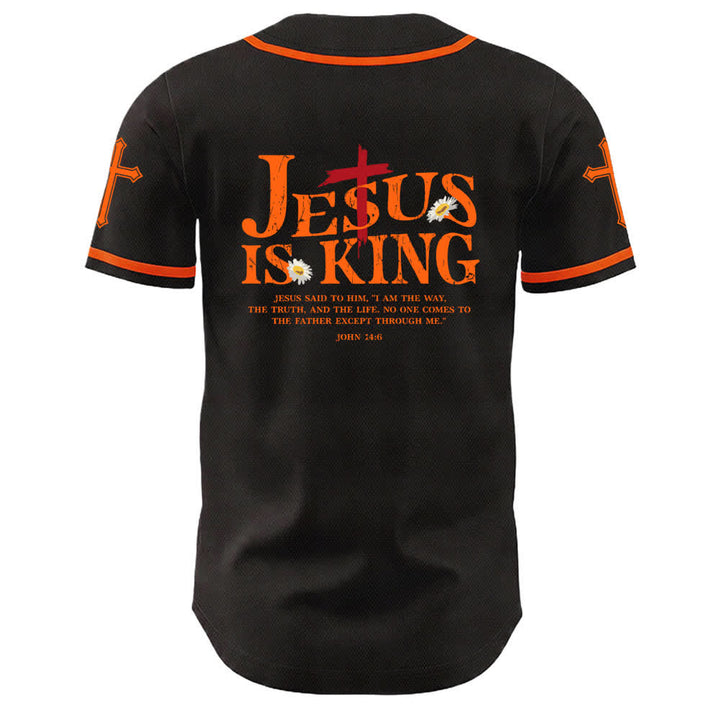 Camiseta de béisbol unisex con la imagen de Jesús como rey (Juan 14:6, 3 clavos, 1 cruz) de Christianartworkshop. - image 10