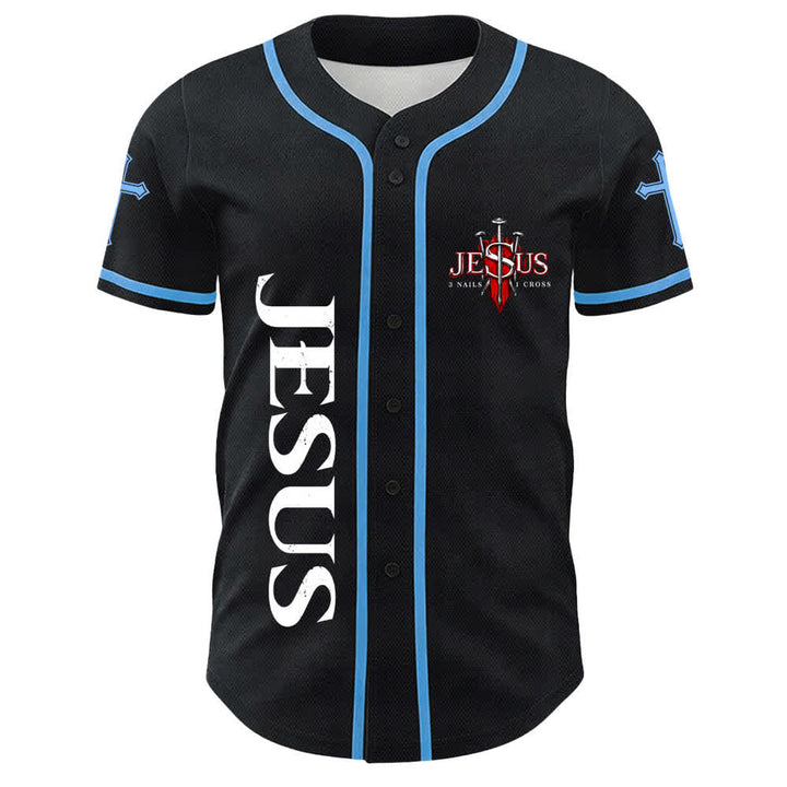 Camiseta de béisbol unisex con la imagen de Jesús como rey (Juan 14:6, 3 clavos, 1 cruz) de Christianartworkshop. - image 14