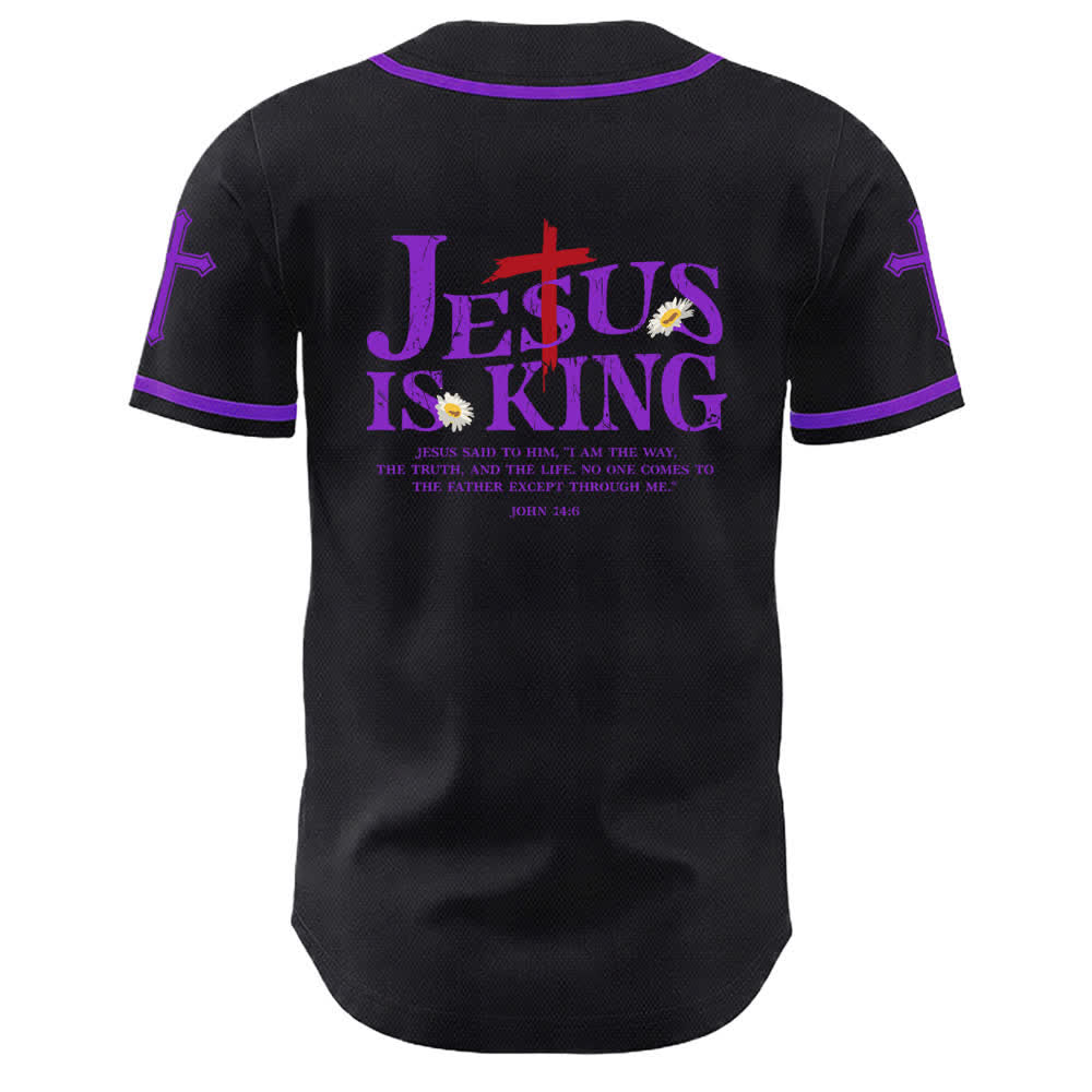 Camiseta de béisbol unisex con la imagen de Jesús como rey (Juan 14:6, 3 clavos, 1 cruz) de Christianartworkshop. - image 19