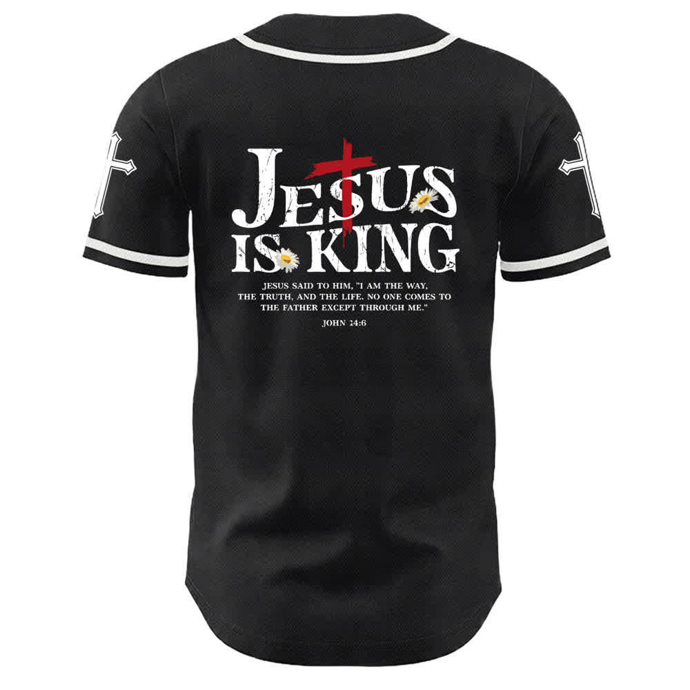 Camiseta de béisbol unisex con la imagen de Jesús como rey (Juan 14:6, 3 clavos, 1 cruz) de Christianartworkshop. - image 7