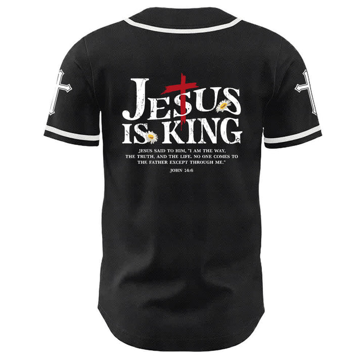 Camiseta de béisbol unisex con la imagen de Jesús como rey (Juan 14:6, 3 clavos, 1 cruz) de Christianartworkshop. - image 7