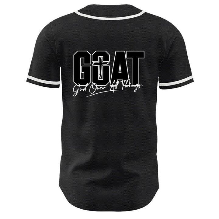 Camiseta de béisbol unisex con cruz simple de Christianartworkshop GOAT Dios sobre todas las cosas - image 4
