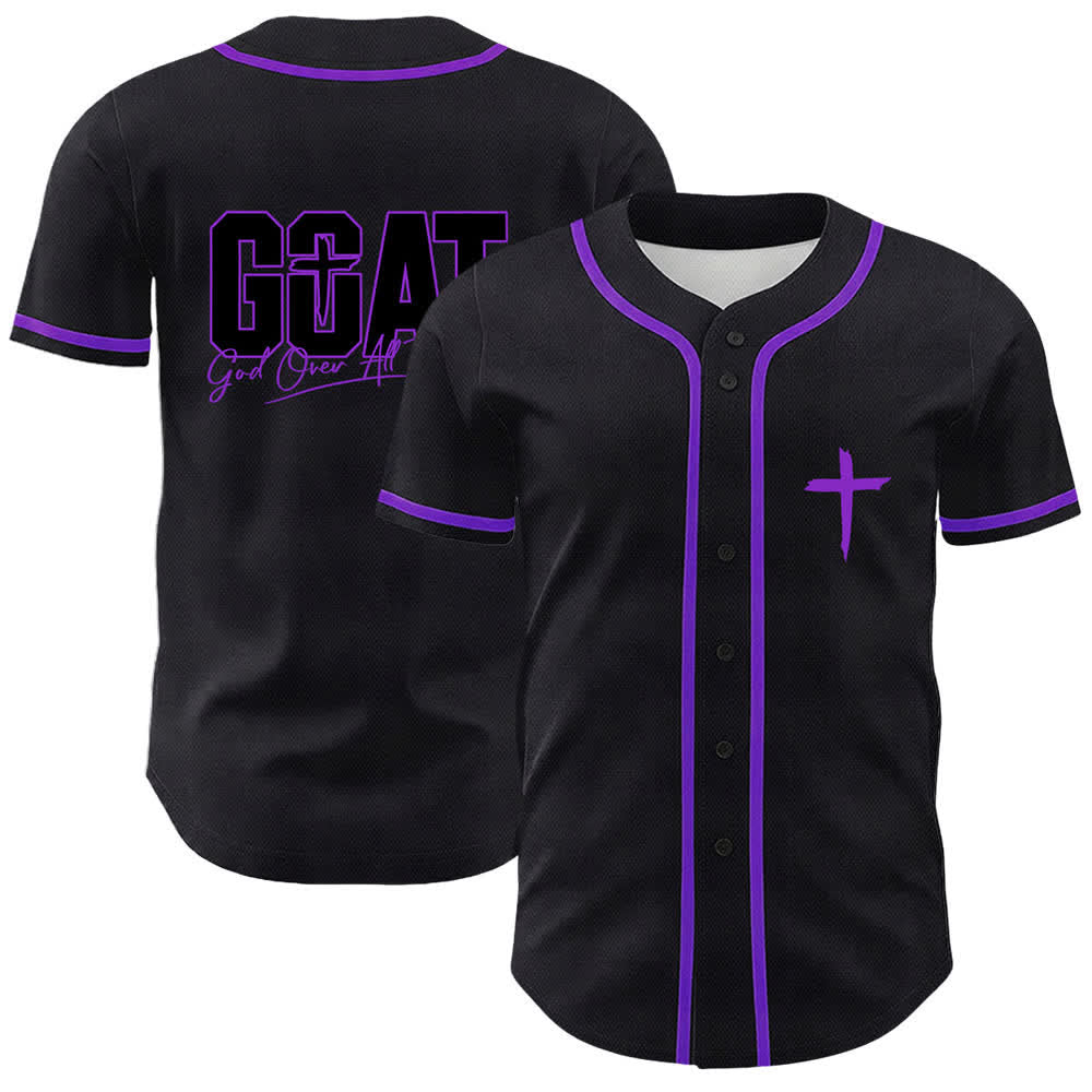 Camiseta de béisbol unisex con cruz simple de Christianartworkshop GOAT Dios sobre todas las cosas - Púrpura - 5XL - image 18