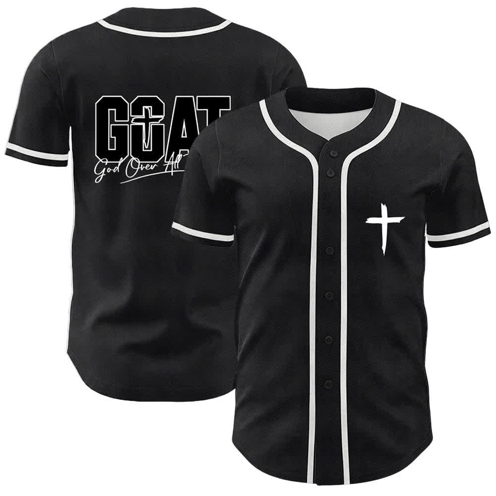 Camiseta de béisbol unisex con cruz simple de Christianartworkshop GOAT Dios sobre todas las cosas - Blanco - 5XL - image 3