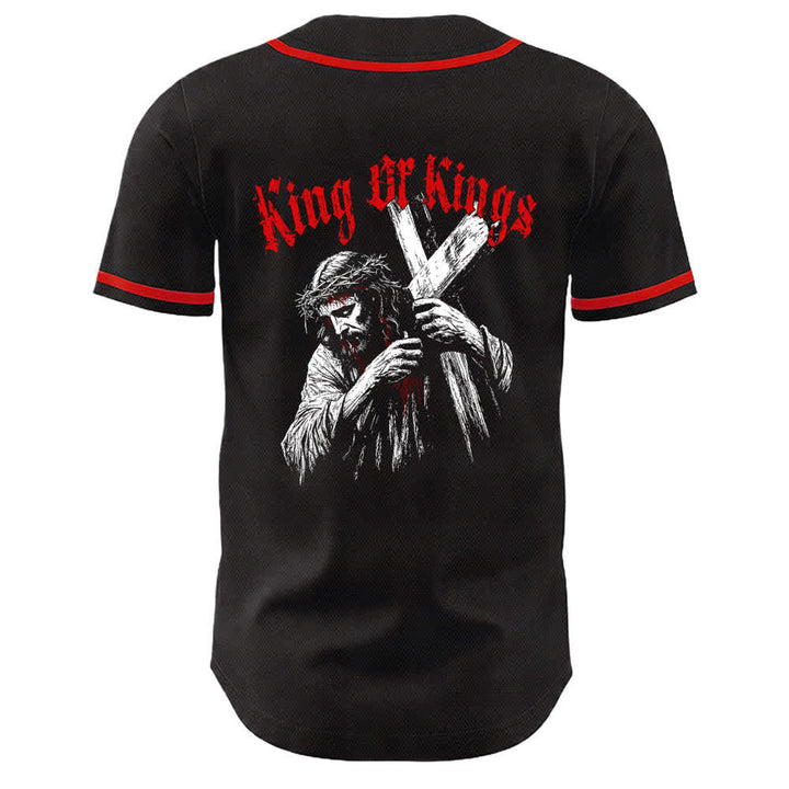 Camiseta de béisbol unisex de Christianartworkshop Rey de Reyes Número 33 Jesús Cargando la Cruz - image 8