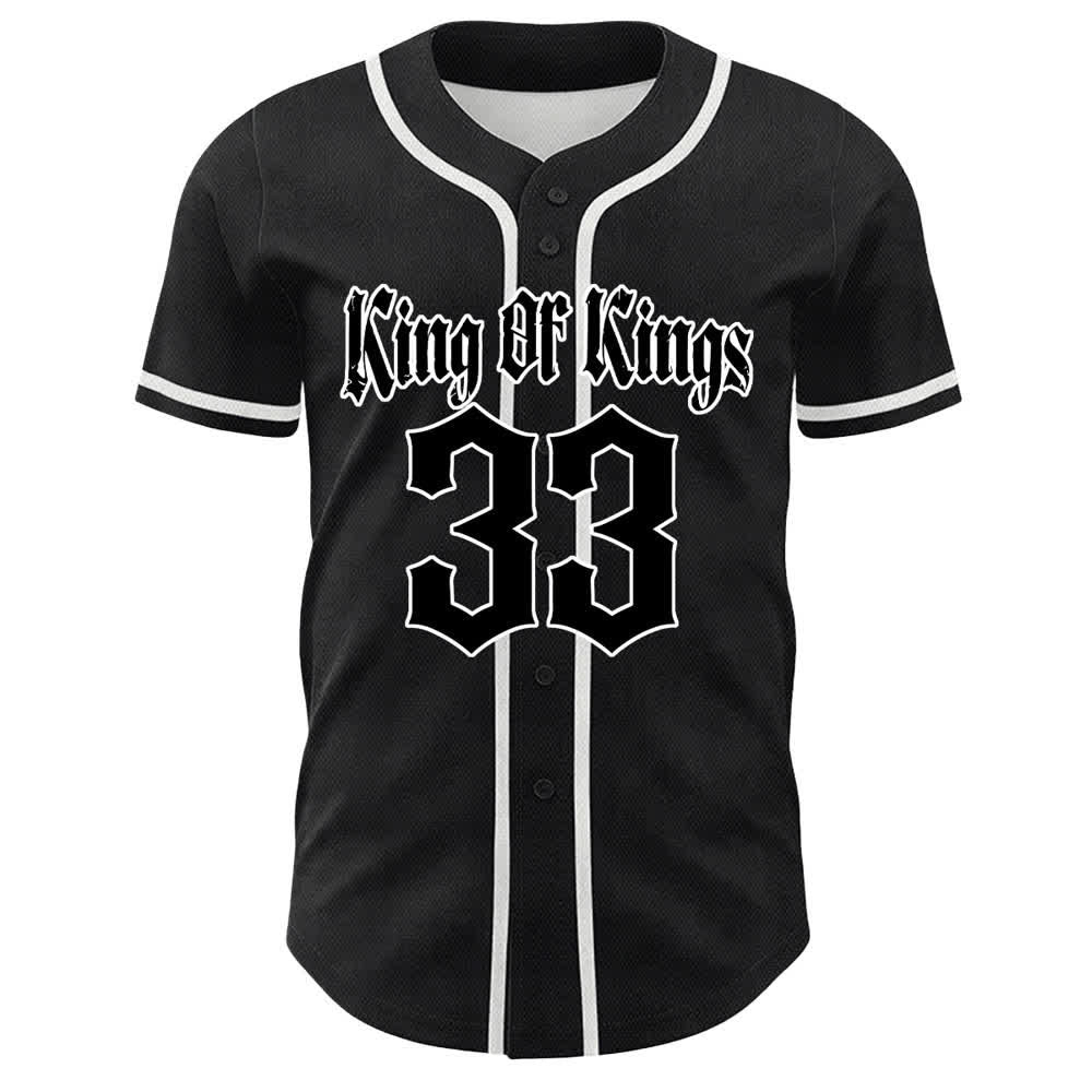 Camiseta de béisbol unisex de Christianartworkshop Rey de Reyes Número 33 Jesús Cargando la Cruz - image 4