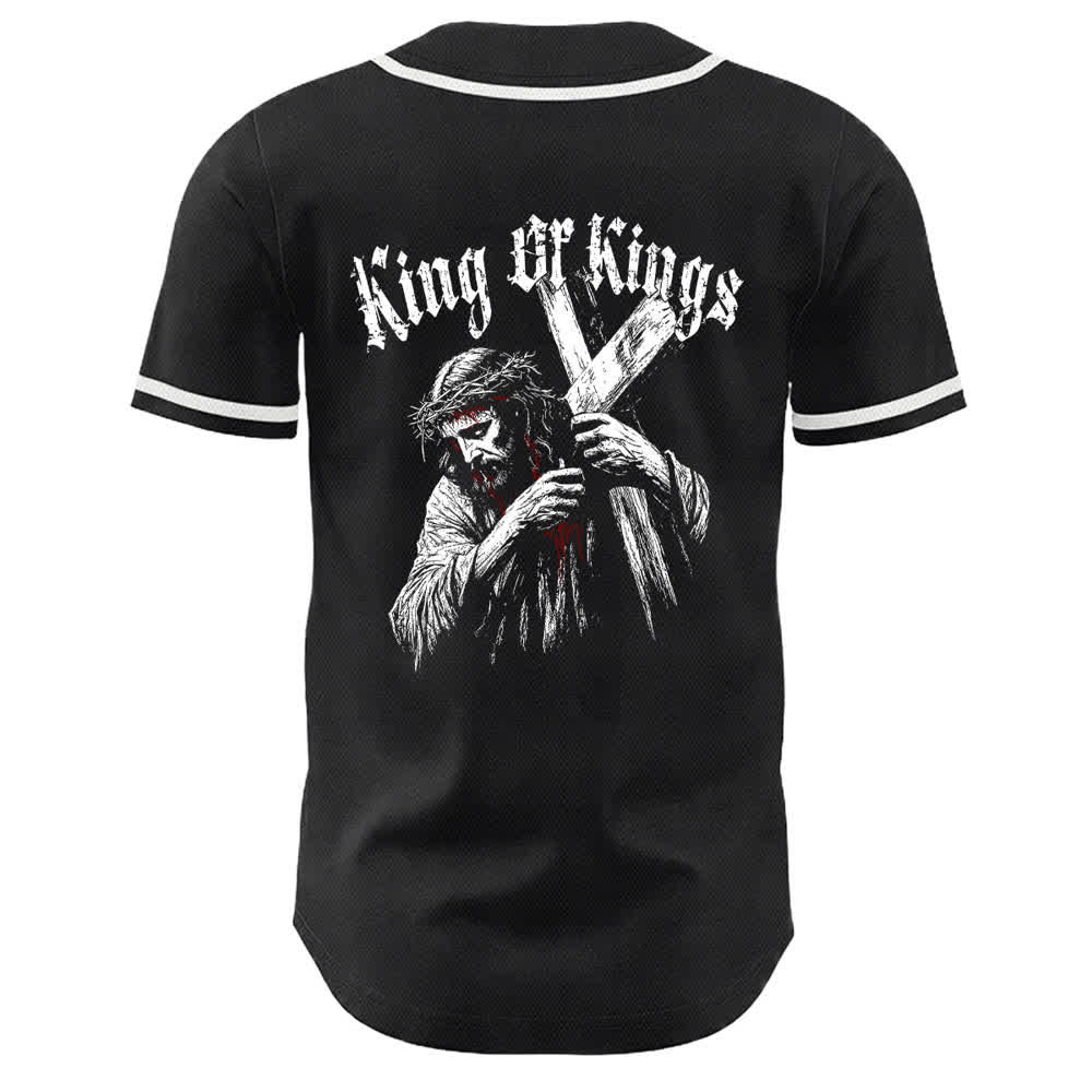 Camiseta de béisbol unisex de Christianartworkshop Rey de Reyes Número 33 Jesús Cargando la Cruz - image 5