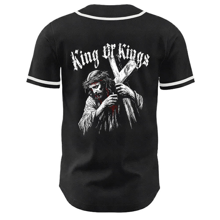 Camiseta de béisbol unisex de Christianartworkshop Rey de Reyes Número 33 Jesús Cargando la Cruz - image 5