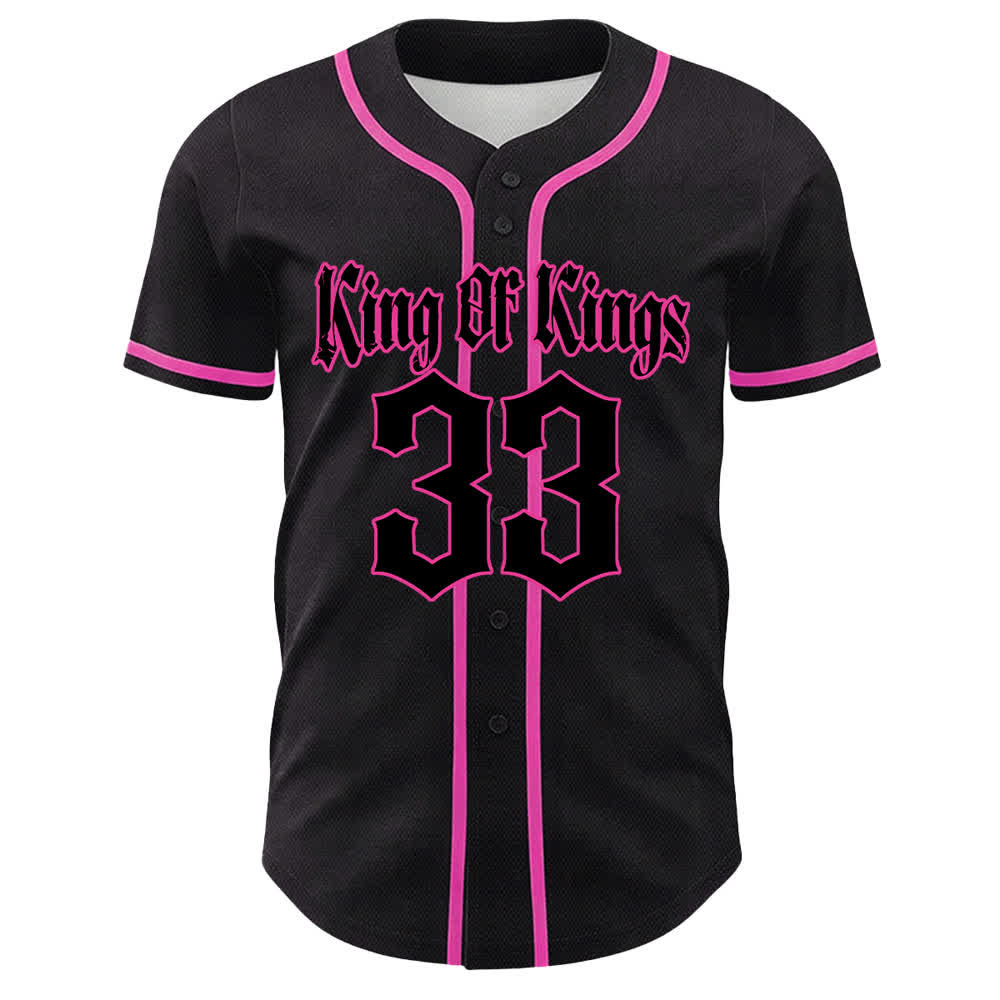 Camiseta de béisbol unisex de Christianartworkshop Rey de Reyes Número 33 Jesús Cargando la Cruz - Rosa - 5XL - image 21