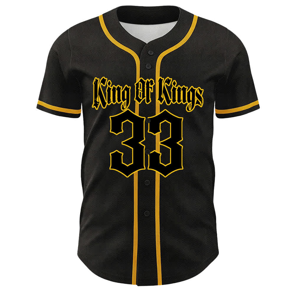 Christianartworkshop Camiseta de béisbol unisex Rey de Reyes Número 33 Jesús cargando la cruz - image 1