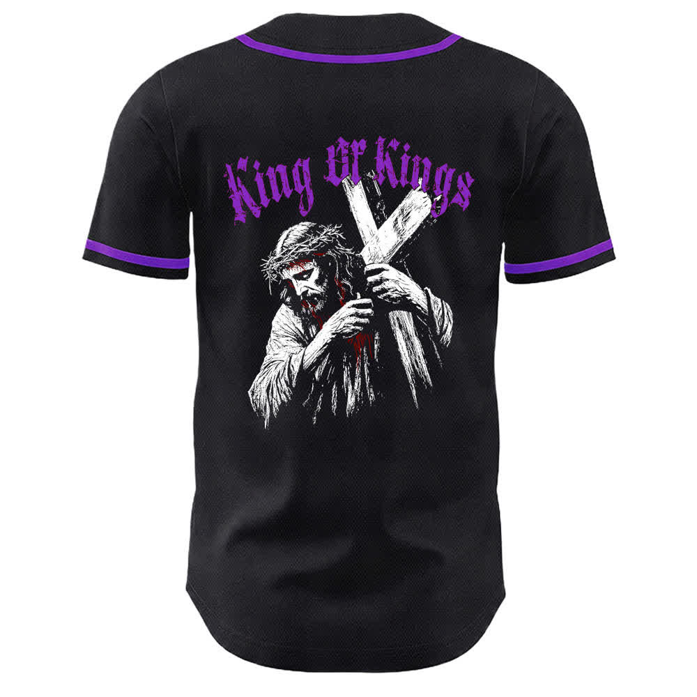 Camiseta de béisbol unisex de Christianartworkshop Rey de Reyes Número 33 Jesús Cargando la Cruz - image 20