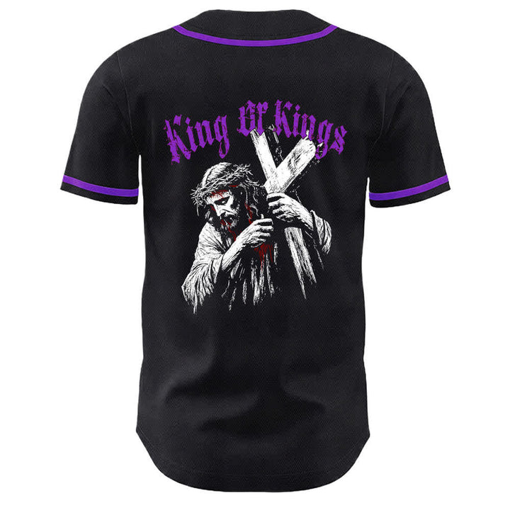 Camiseta de béisbol unisex de Christianartworkshop Rey de Reyes Número 33 Jesús Cargando la Cruz - image 20