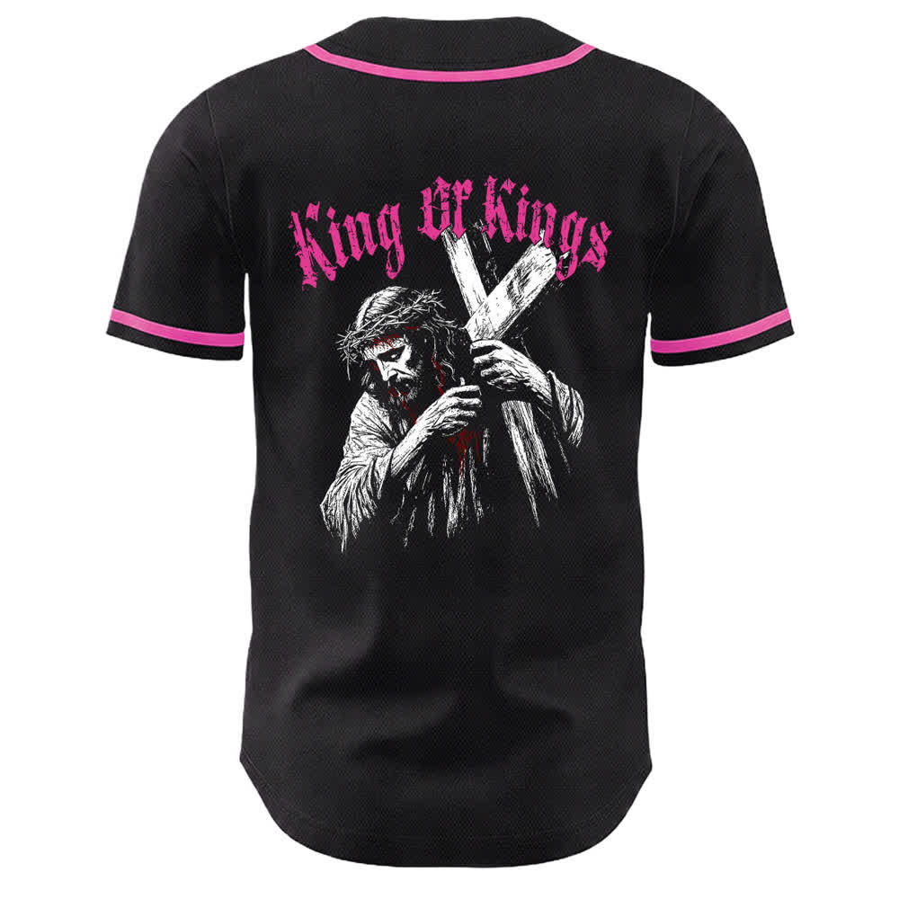 Camiseta de béisbol unisex de Christianartworkshop Rey de Reyes Número 33 Jesús Cargando la Cruz - image 23