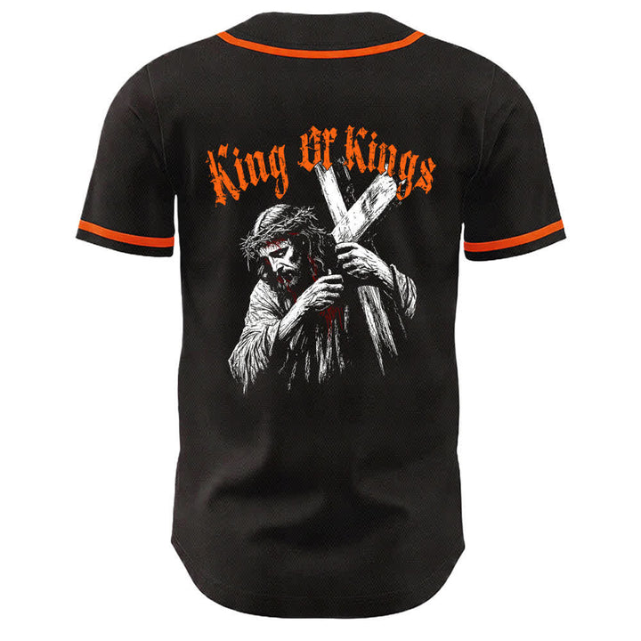 Camiseta de béisbol unisex de Christianartworkshop Rey de Reyes Número 33 Jesús Cargando la Cruz - image 11