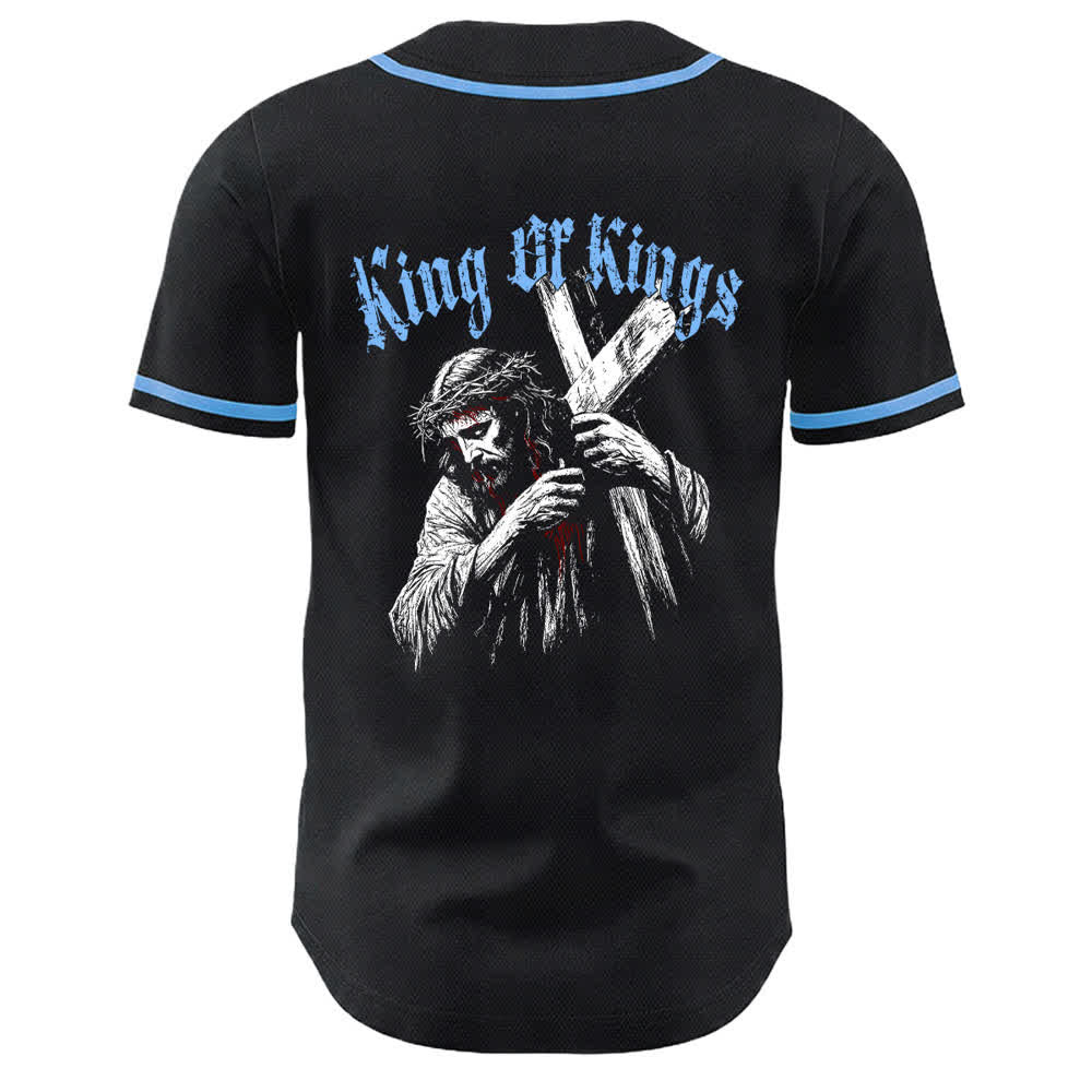 Camiseta de béisbol unisex de Christianartworkshop Rey de Reyes Número 33 Jesús Cargando la Cruz - image 14