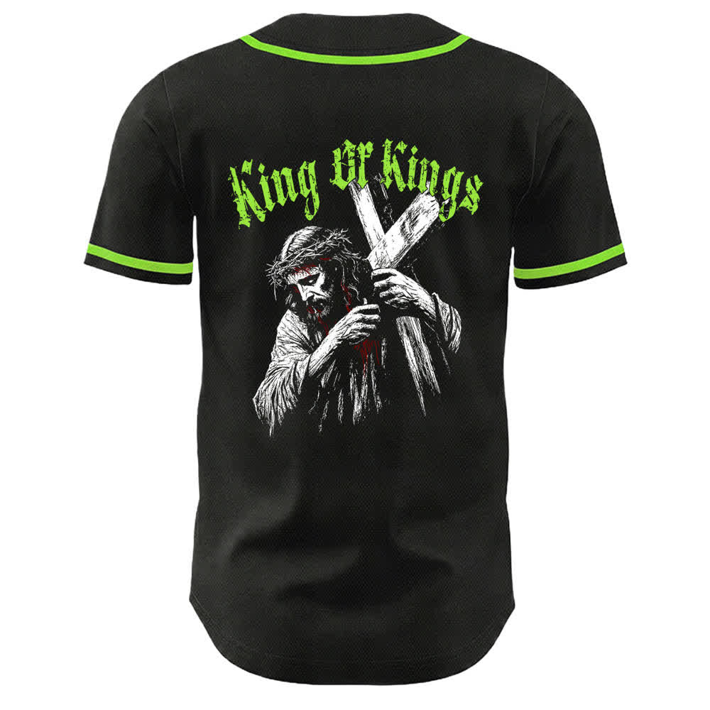 Camiseta de béisbol unisex de Christianartworkshop Rey de Reyes Número 33 Jesús Cargando la Cruz - image 17