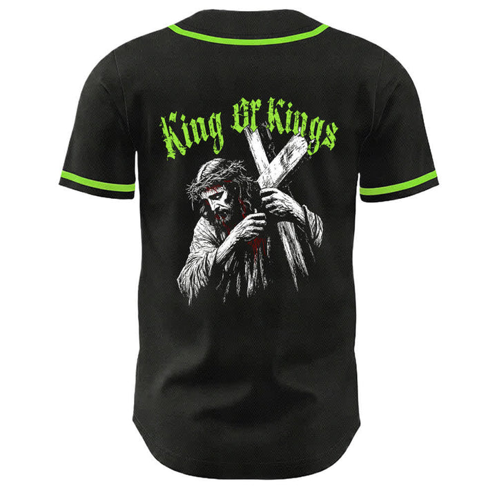 Camiseta de béisbol unisex de Christianartworkshop Rey de Reyes Número 33 Jesús Cargando la Cruz - image 17