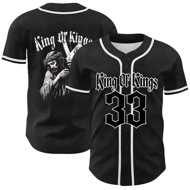 Camiseta de béisbol unisex de Christianartworkshop Rey de Reyes Número 33 Jesús Cargando la Cruz - Blanco - 5XL - image 3