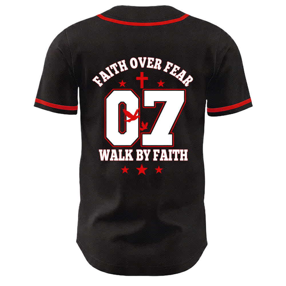 Christianartworkshop Camiseta de béisbol unisex Faith Over Fear Walk By Fear Número 07 Dove Cross - image 8