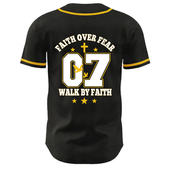 Christianartworkshop Camiseta de béisbol unisex Faith Over Fear Walk By Fear Número 07 Dove Cross - image 2