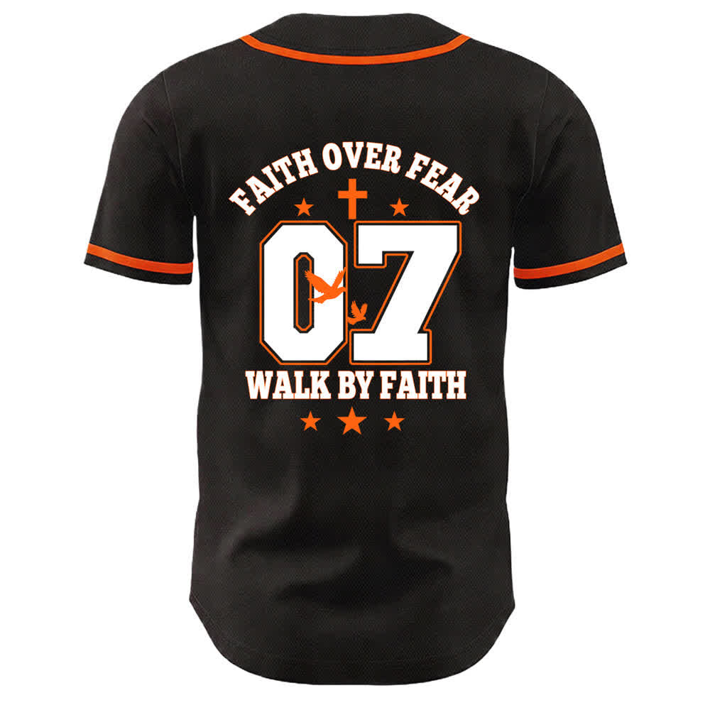 Christianartworkshop Camiseta de béisbol unisex Faith Over Fear Walk By Fear Número 07 Dove Cross - image 11