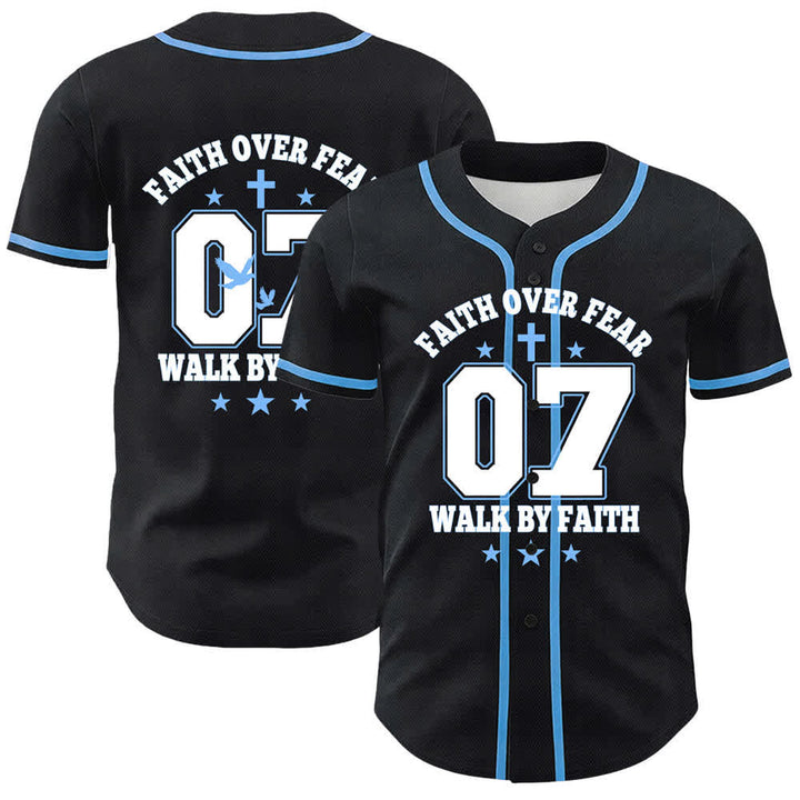 Christianartworkshop Camiseta de béisbol unisex Faith Over Fear Walk By Fear Número 07 Dove Cross - Azul - 5XL - image 12