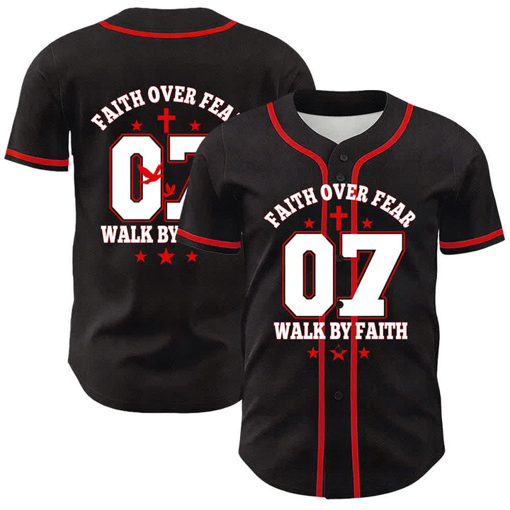 Christianartworkshop Camiseta de béisbol unisex Faith Over Fear Walk By Fear Número 07 Dove Cross - Rojo - 5XL - image 6