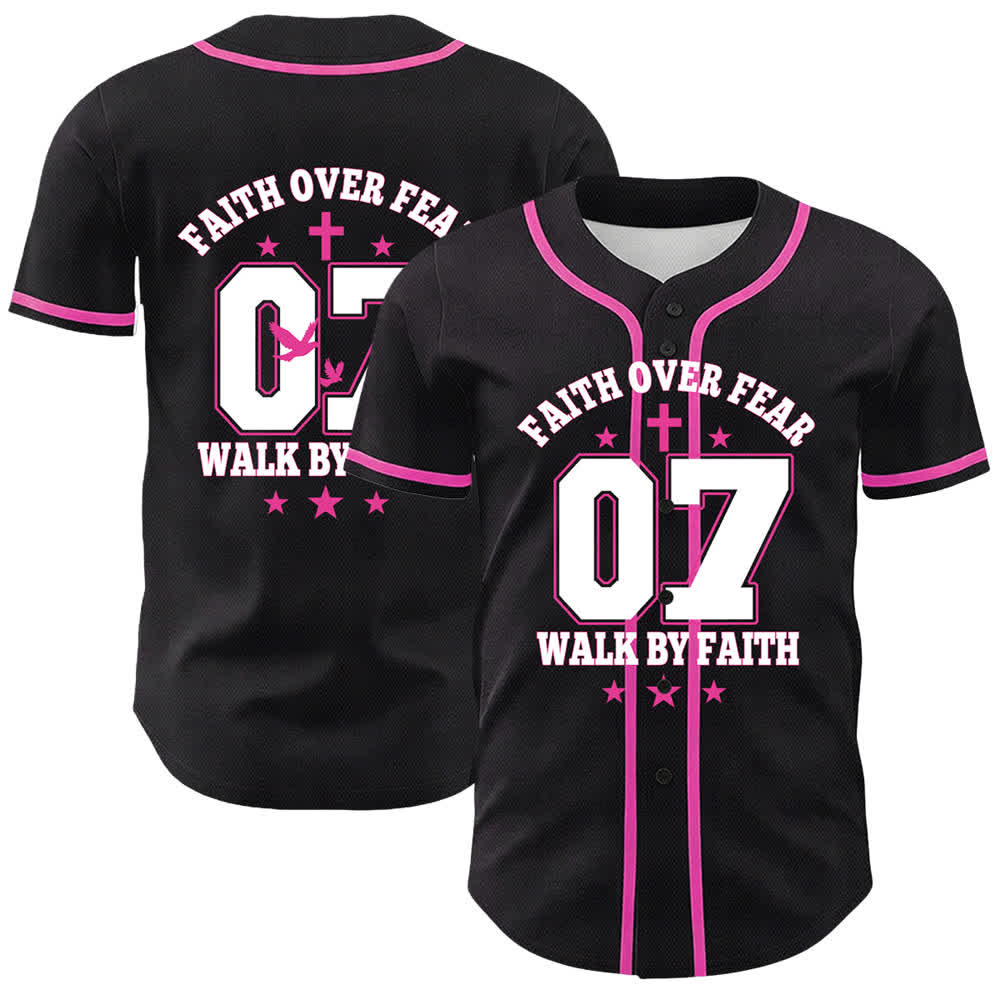 Christianartworkshop Camiseta de béisbol unisex Faith Over Fear Walk By Fear Número 07 Dove Cross - Rosa - 5XL - image 21