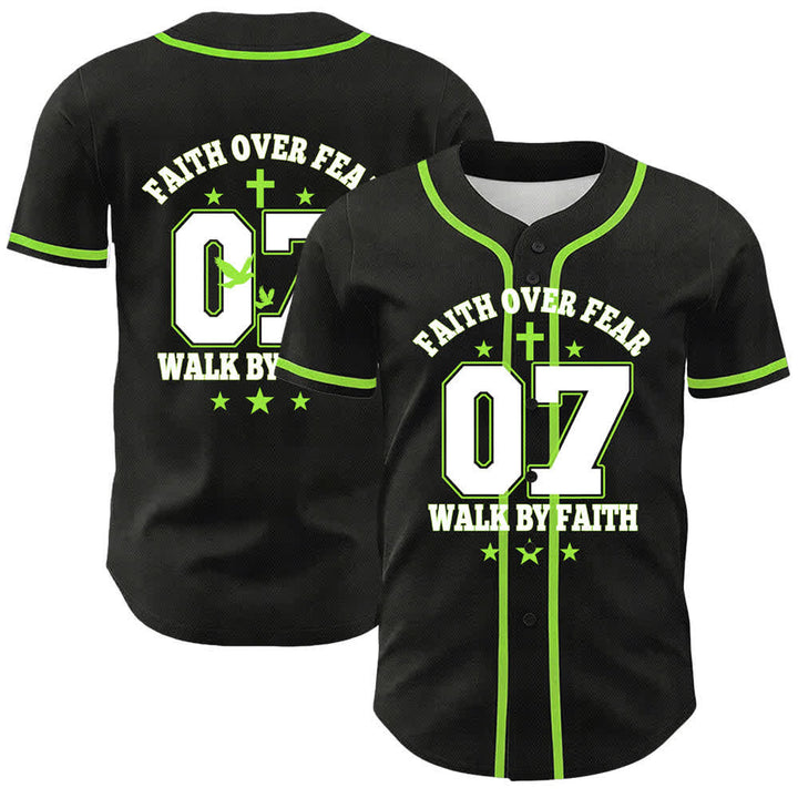 Christianartworkshop Camiseta de béisbol unisex Faith Over Fear Walk By Fear Número 07 Dove Cross - Verde claro - 5XL - image 15
